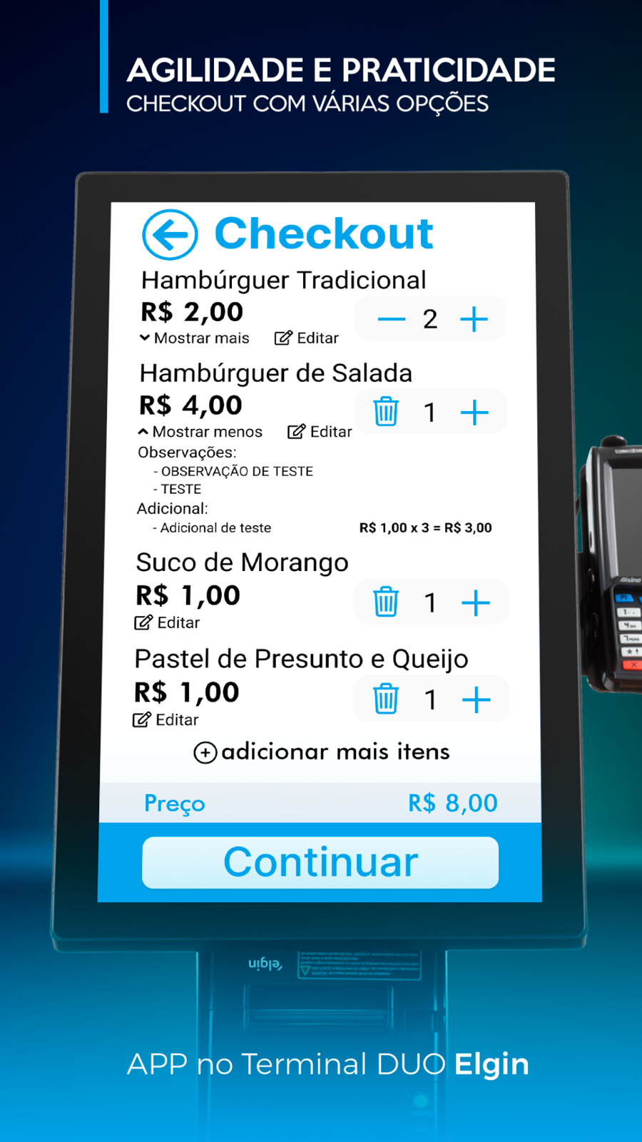 Checkout DigiSat em terminal Duo Elgin